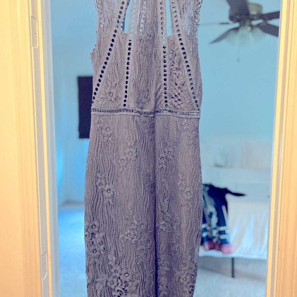 Light blue form fitting lace dress